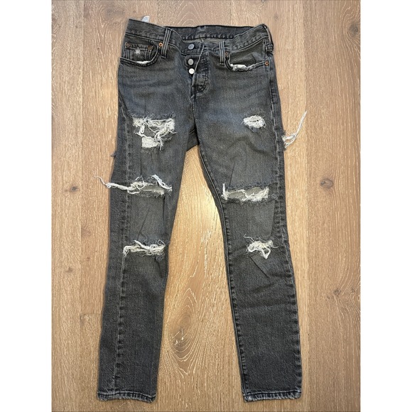 Levi's Women's Distressed Black Vintage Jeans - Picture 1 of 7